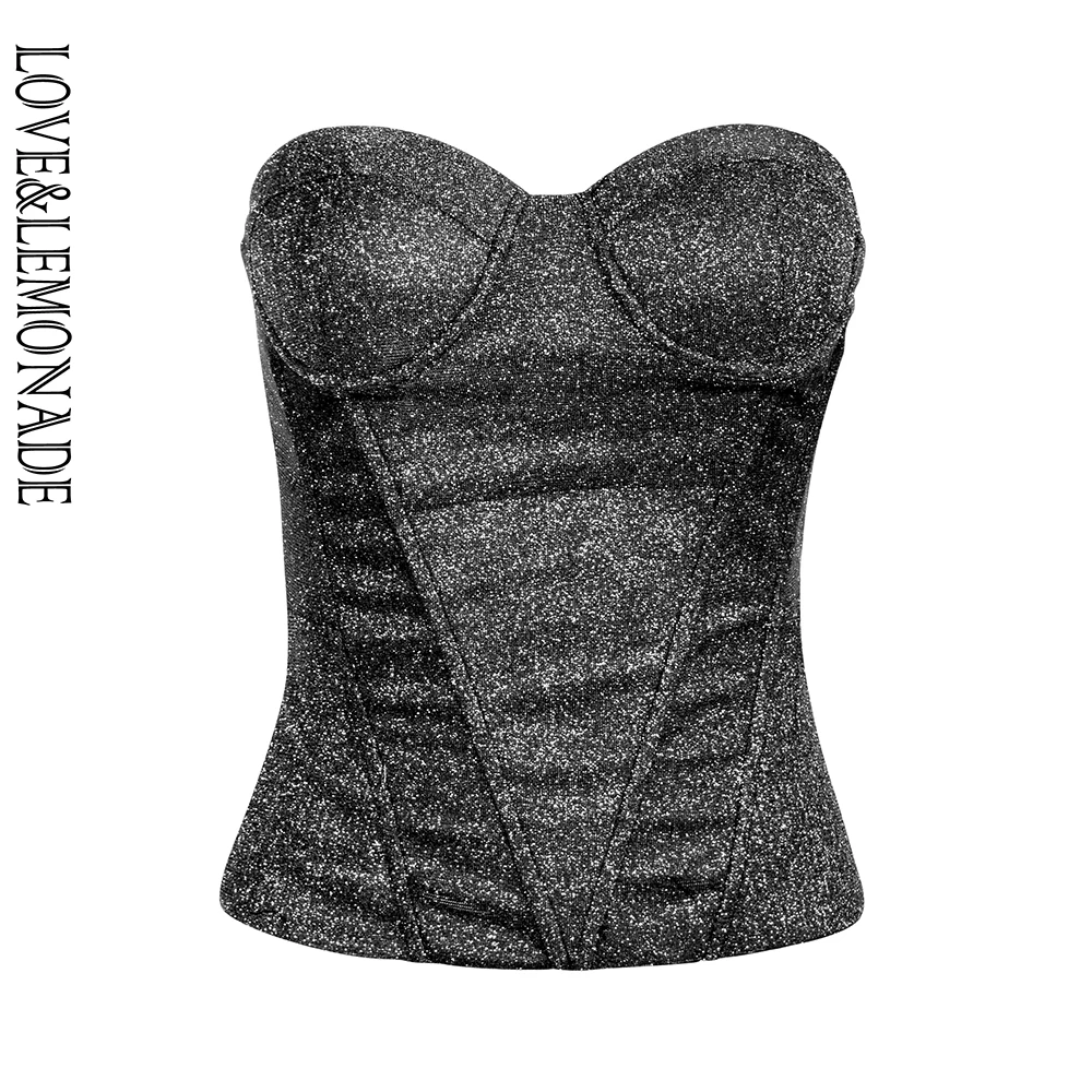 Женский топ-труба LOVE &amp LEMONADE Блестящий эластичный Топ на груди модель LM81760 |