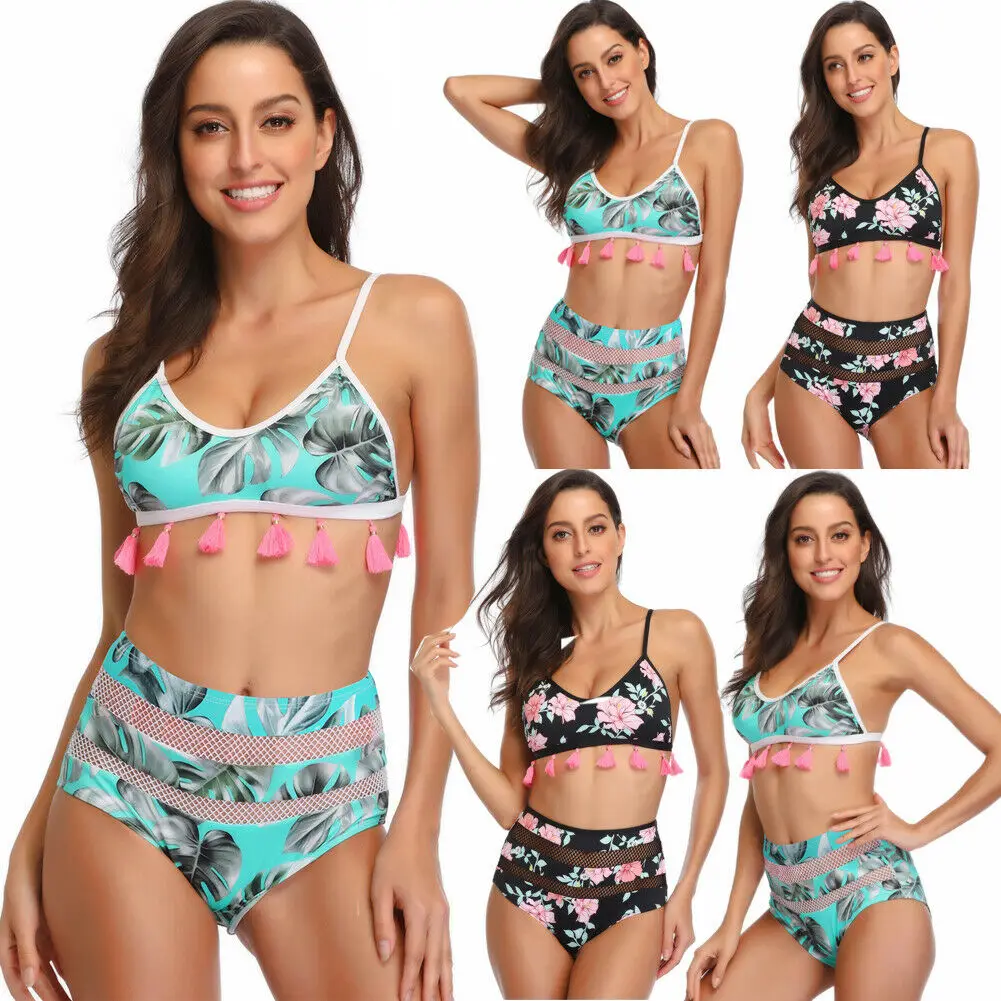 Женский бюстгальтер с вкладышами пуш ап комплект бикини высокой талией из двух