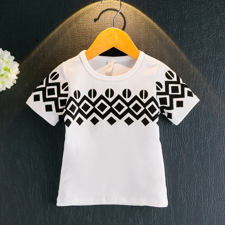 Маленькая девочка горячая 2017 летний новый девушки Мода черный и белый Lingge печати