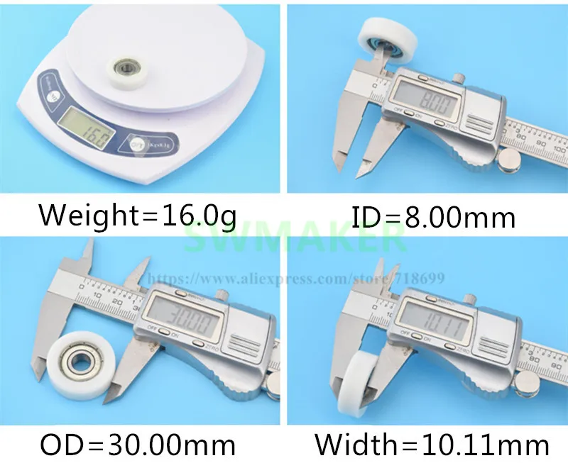 SWMAKER 8*30*10 мм F Тип пластиковый нейлоновый пакет шкив с 608 подшипников POM