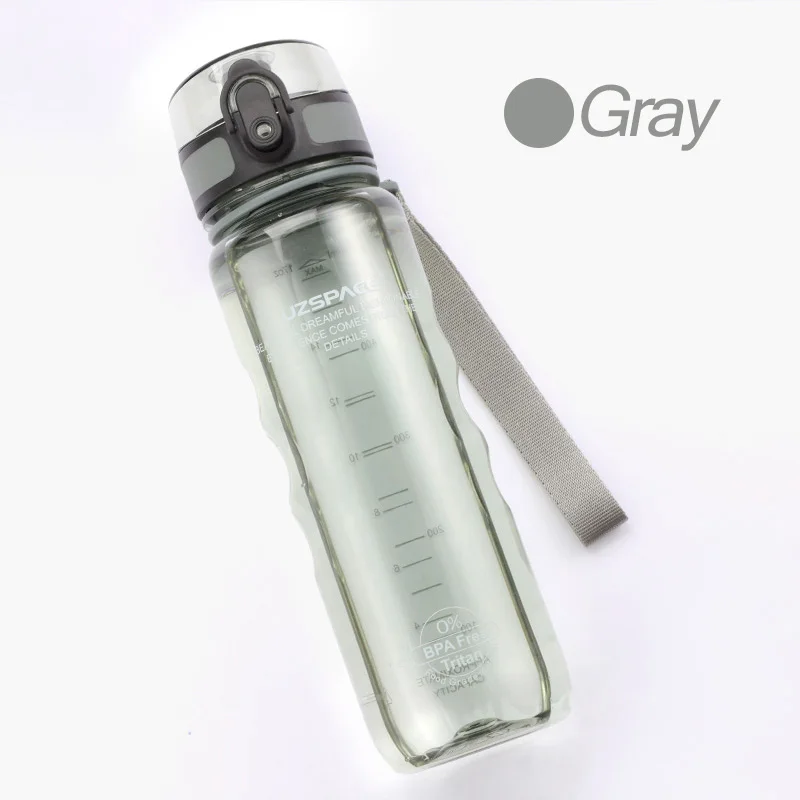 500ml Gray Пластиковая Спортивная бутылка для воды 350/500 мл, шейкер для заварки чая с фруктами и лимонами, портативная туристическая бутылка для питья для воды, Тритан, BPA бесплатно - Цвет: 500ml Gray