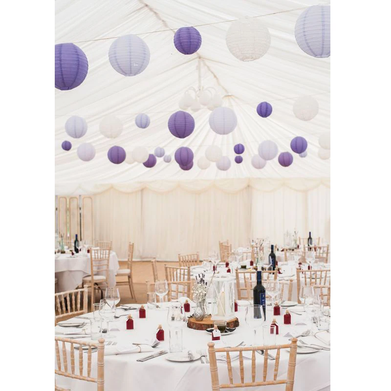 18 Pcs/Set 6&quot-14&quot Chinese Paper Lantern boule chinoise Assorted Sizes Purple Beige lampion papier for Wedding Hanging Decor | Дом и