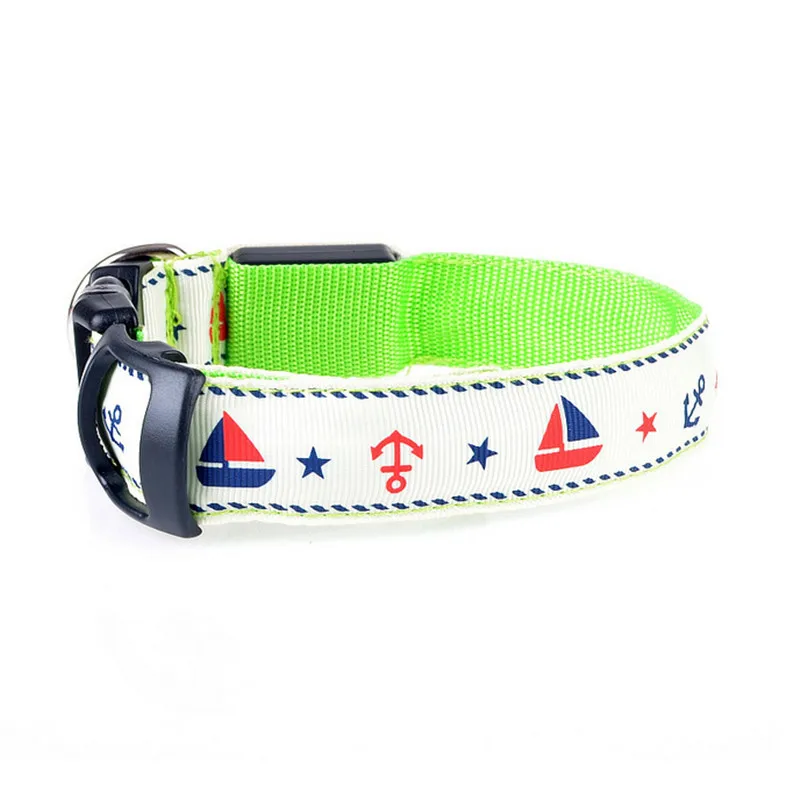 Нейлоновый светодиодный ошейник для собак регулируемый светящийся ночной