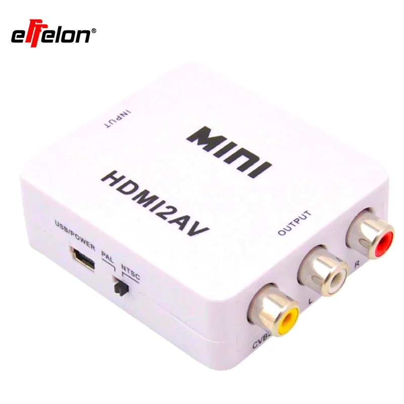 Effelon Мини HD Video Converter Box RCA cvsb L/R AV для HDMI конвертер адаптер 1080 P HDMI2AV NTSC pal выход К