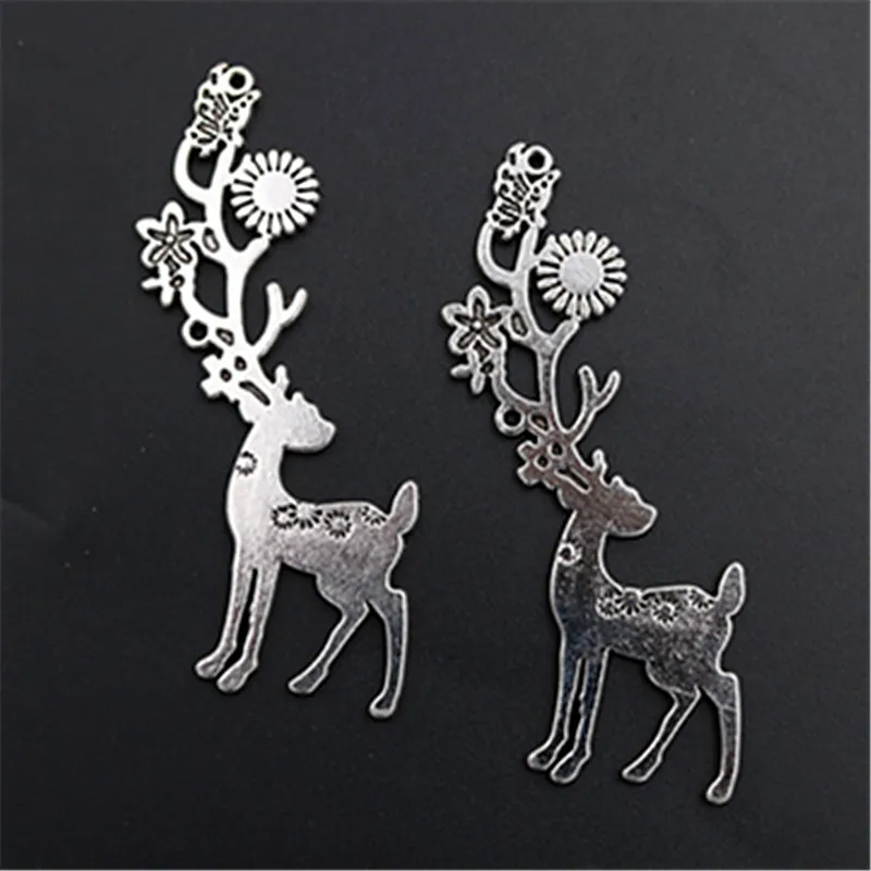 WKOUD 2pcs Silver Color sika deer charm alloy pendants vintage necklace bracelet DIY metal jewelry makings A1477 | Украшения и