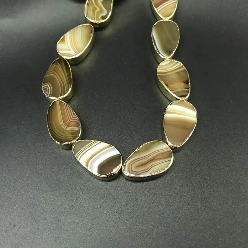 7 Brown Agate 7 камней на выбор, 11 шт/прядь натуральные драгоценные камни золото обрезные капли плиты ломтик Подвески унакит аметисты Агаты самородок бусины ювелирные изделия - Цвет: 7 Brown Agate