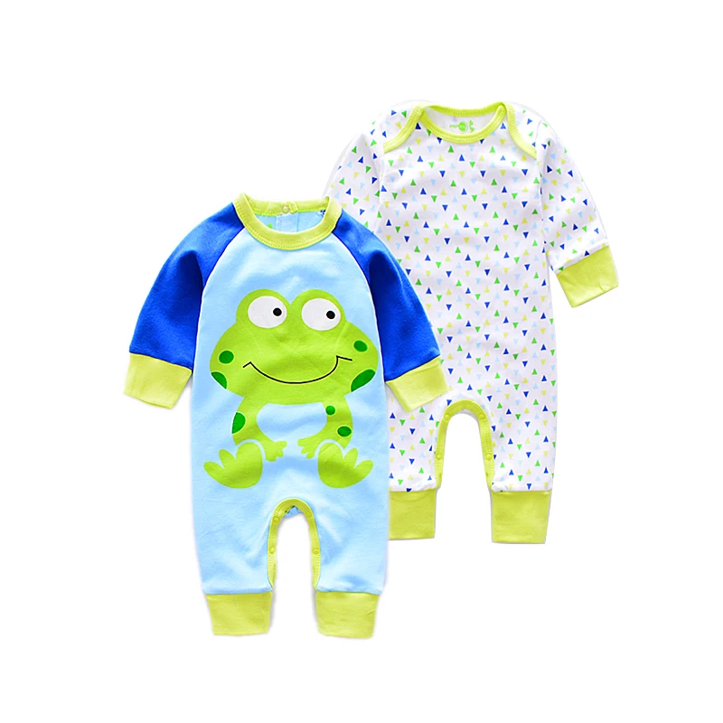 4 Pieces/lot Long Sleeve Baby Romper Cotton Cartoon Bear Frog Print Jumpsuits Newborn Infant Boy Clothes Roupas de bebe Rompers |