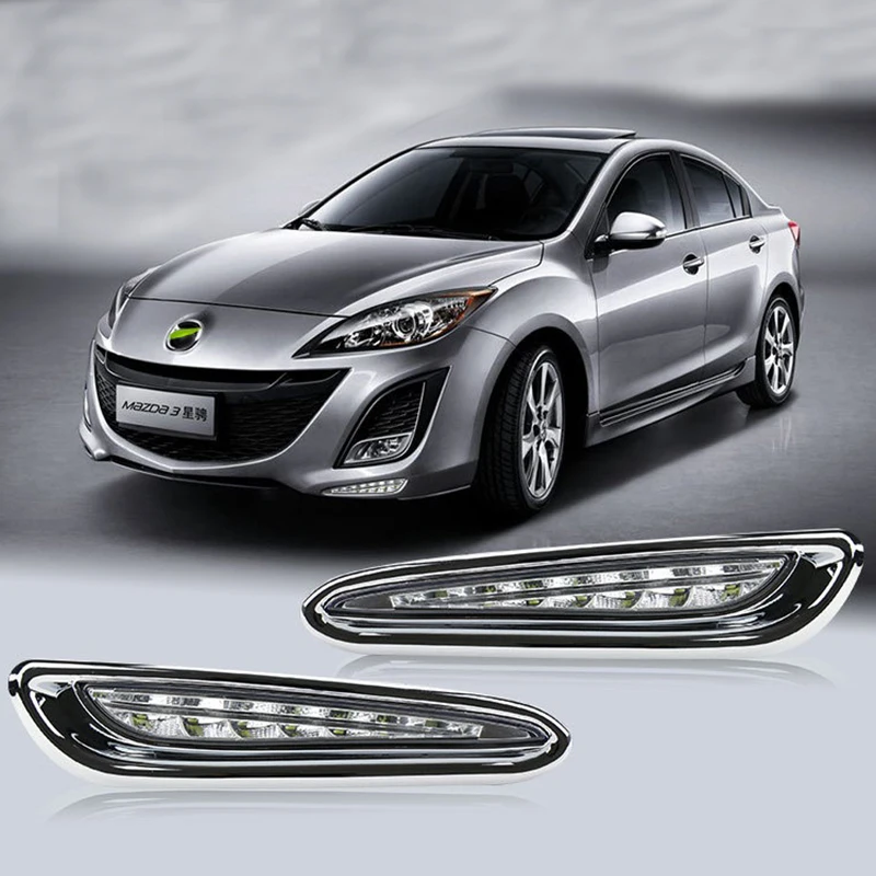 Светодиодный дневные ходовые огни для Mazda 3 2010 2011 2012 2013 дневные ходовые огни светильник реле светодиодный 12V Дневной светильник вождения DRL стайлинга автомобилей
