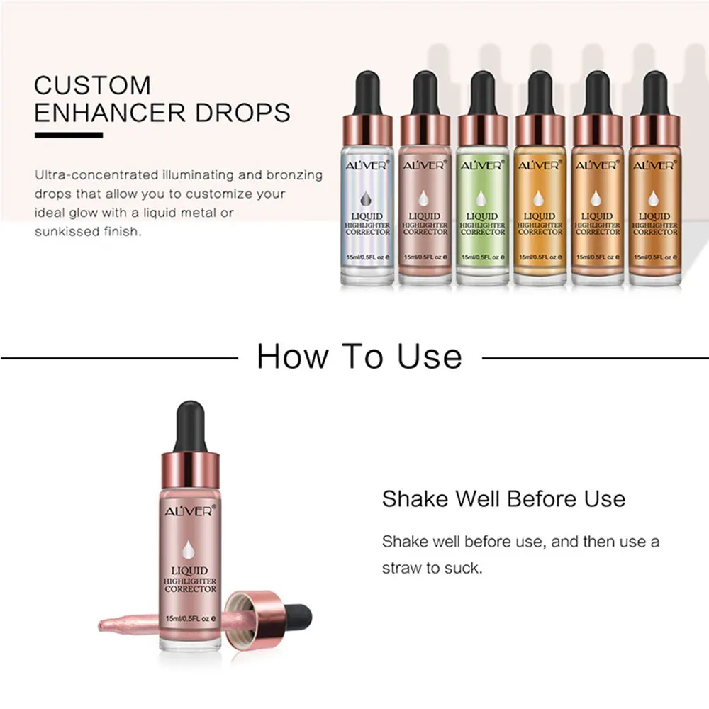 Осветлитель для лица жидкий хайлайтер Макияж контур бронзер мерцающий крем