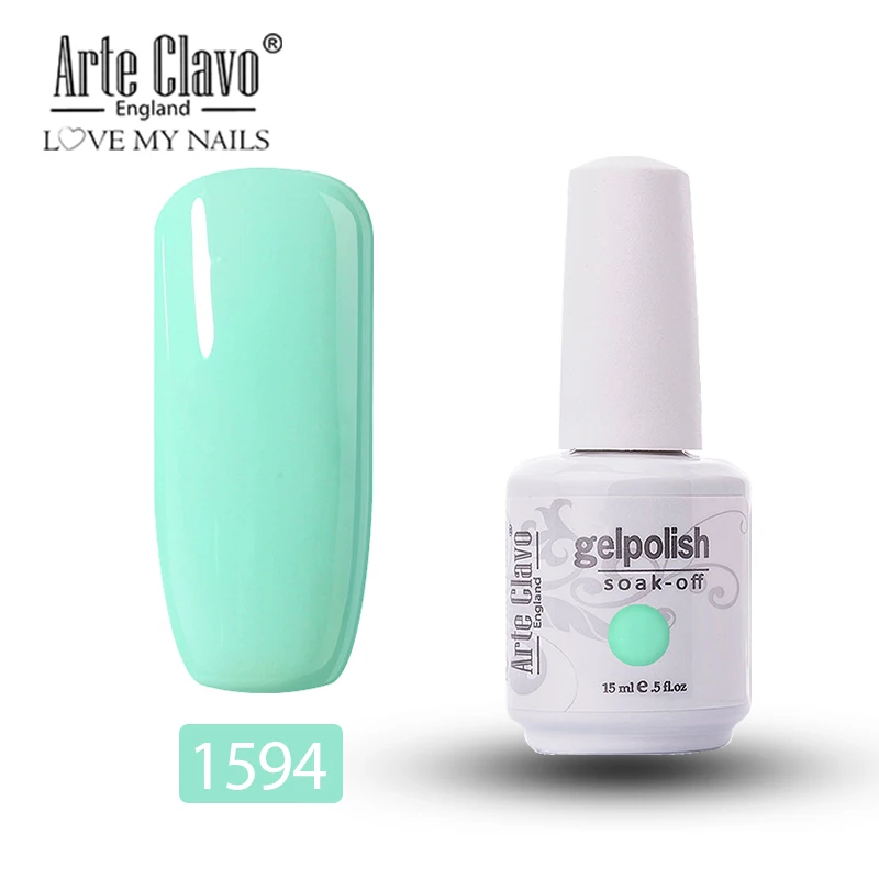 1594 Arte Clavo Гель-лак для ногтей 15 мл зеленая серия гель uv Vernis Гибридный гель лак для маникюра дизайн ногтей Белый Гель-лак замачиваемый - Цвет: 1594