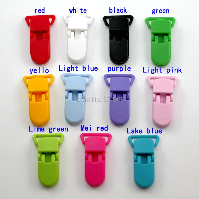 

Mixed 11 Colors For Options 55 pcs KAM Plastic Clip Plastic Pacifier Clip Soother Clip For Baby 20mm