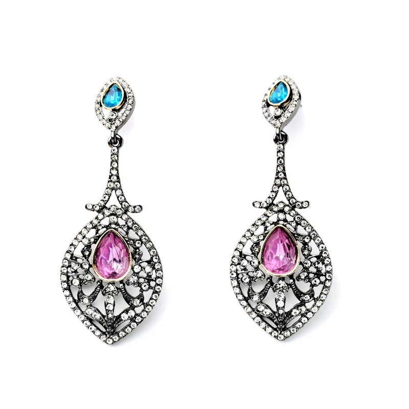 Новый дизайн индийские фиолетовые серьги свисающие капли сжигающие подвески из