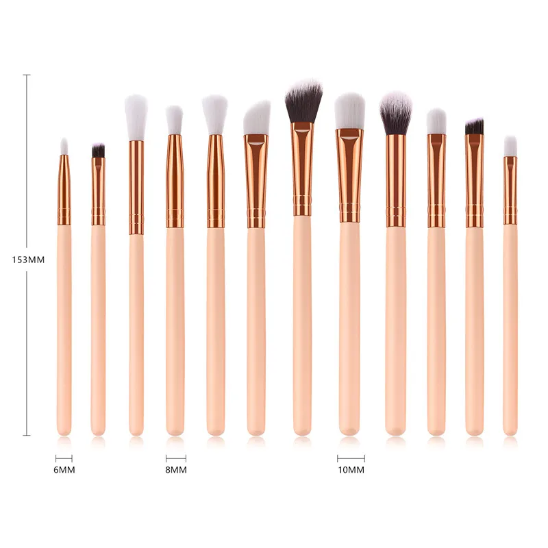 Skin color 12 шт./партия кисточки для нанесения теней набор Pro pinceaux maquillage кисть для смешивания бровей кисти для макияжа мягкие синтетические волосы G12013 - Handle Color: Skin color