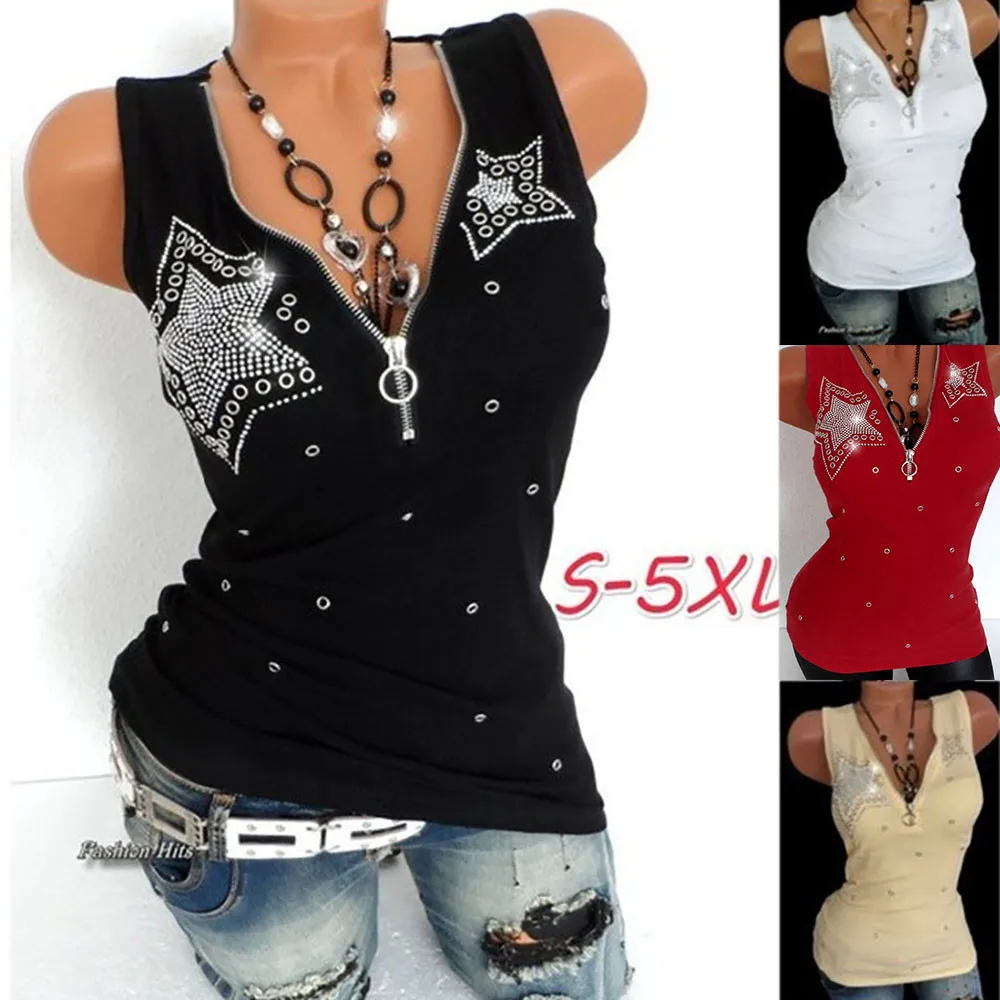 Женский топ без рукавов на молнии с блестками | Женская одежда