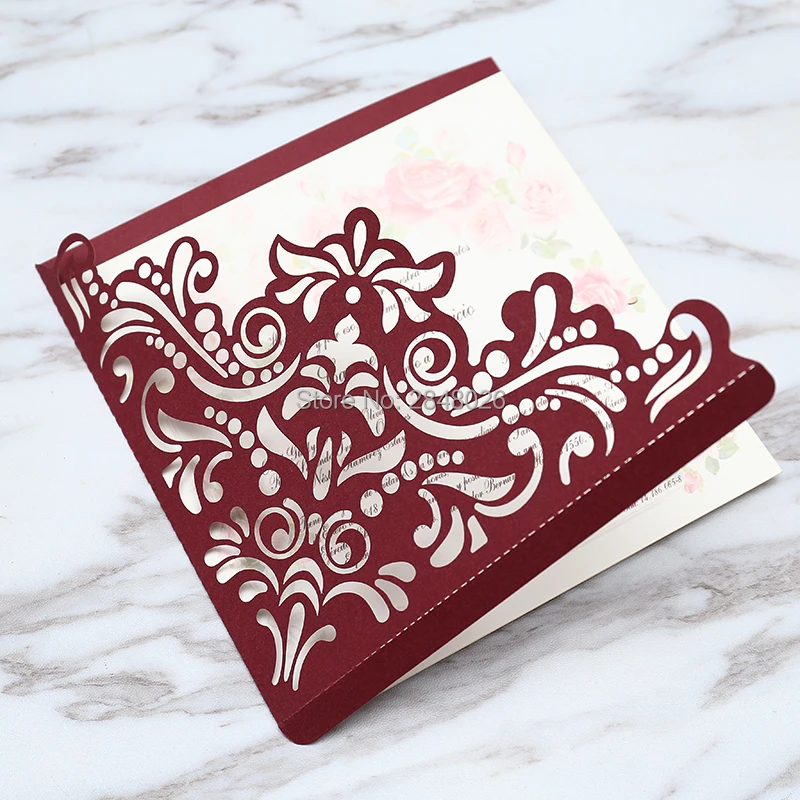 50 шт. карманные Свадебные фотообои с лазерной гравировкой|wedding cards|invitation wedding