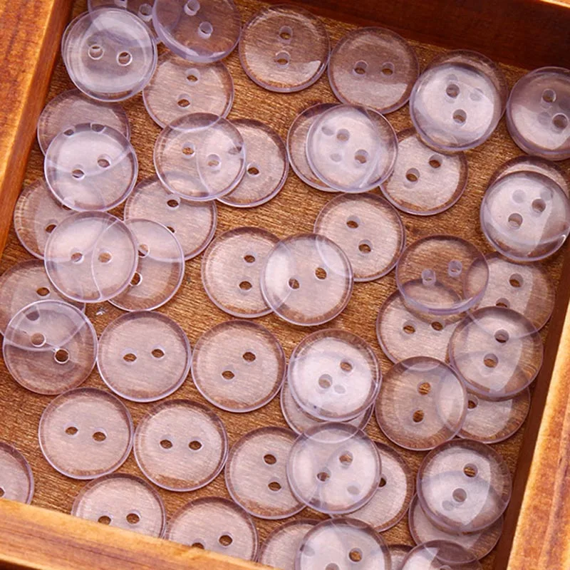 50 шт. прозрачные пластиковые пуговицы с двумя отверстиями 12 5 15 18 мм|plastic buttons|decorative