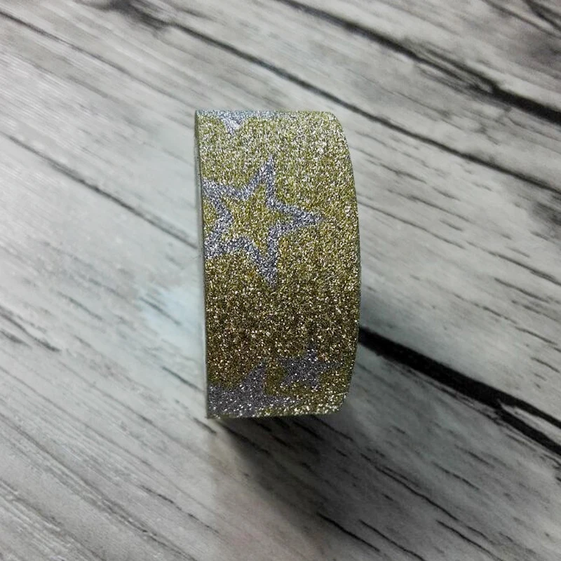 Декоративная золотистая блестящая клейкая лента для творчества 15 мм х 3 м|washi sticky