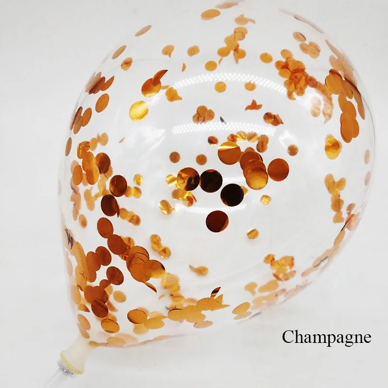 Champagne 5 шт./лот золотые латексные шары 12 дюймов прозрачные воздушные шары с конфетти цвета розовое золото для свадьбы День рождения декоративные принадлежности - Цвет: Champagne