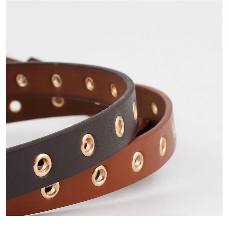 

Fashion Women Waist Belt D Metal pin buckle Circle Belts Hollow Rivets Belt Womens Slim Waistband Female Ladies Accessories