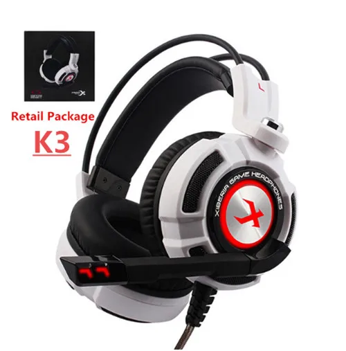 k3 RED Retail box Xiberia K3/K5/k9/K10 Накладные наушники для ПК, игровая гарнитура, USB 7,1, виртуальное объемное звучание, стерео, бас, Pro, игровые наушники с микрофоном, светодиодный - Цвет: k3 RED Retail box