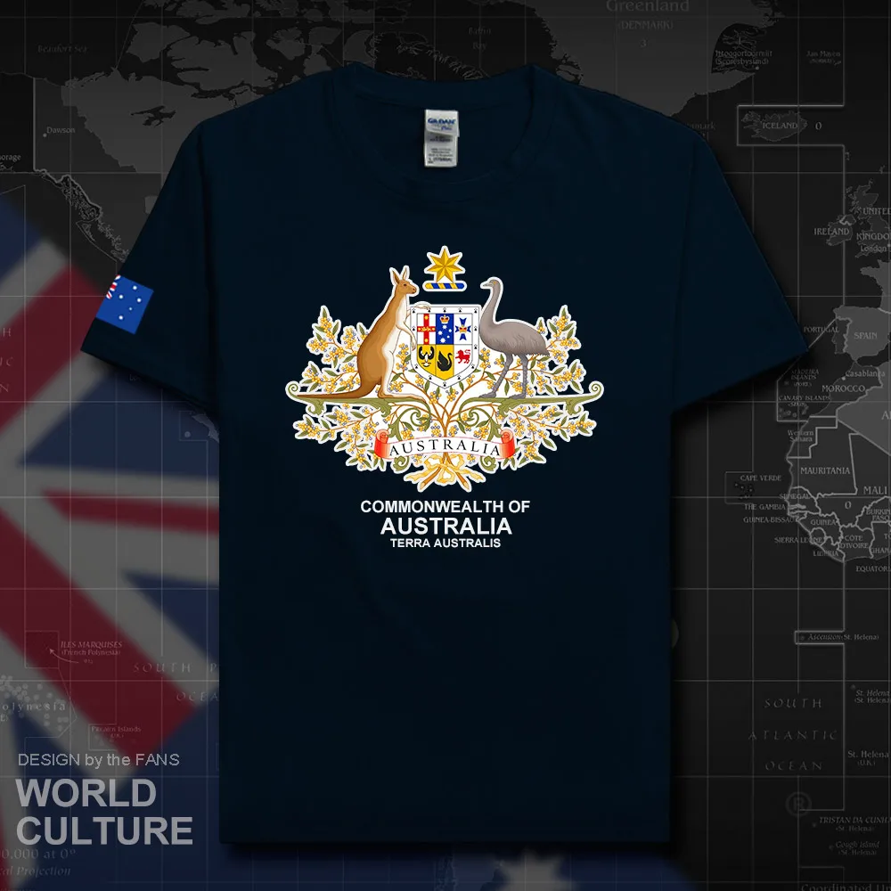 Австралийская футболка Мужская Aussie хлопковая Футболка из джерси уличная одежда