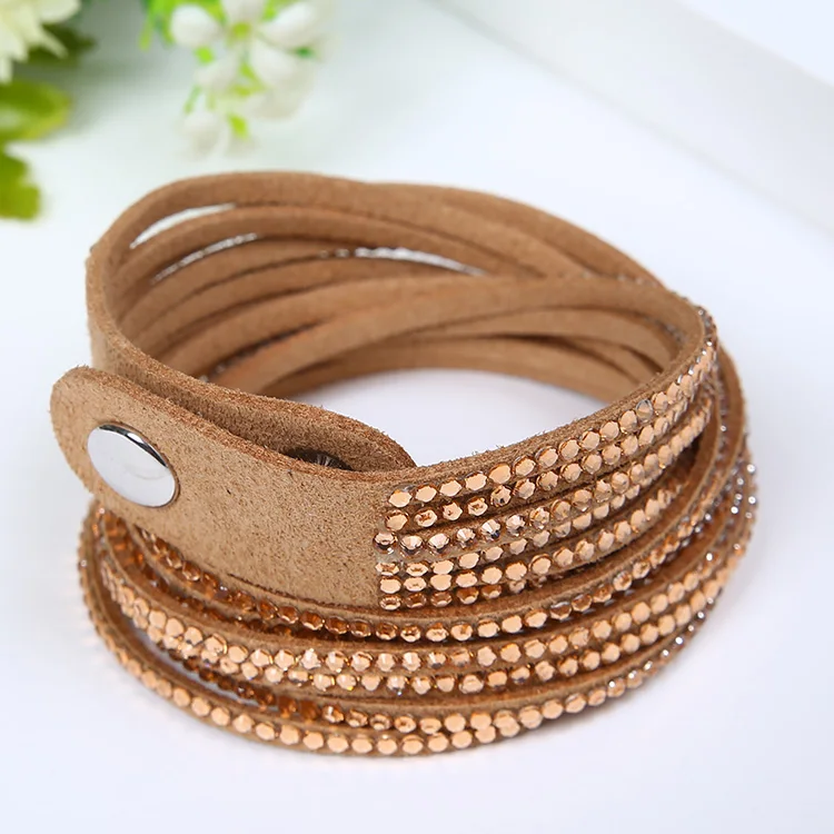 

Free Shipping Fashion 12 Layer Leather Rhinestone Bracelet! Charm Bracelets Bangles For Women Jewelry Christmas Gifts