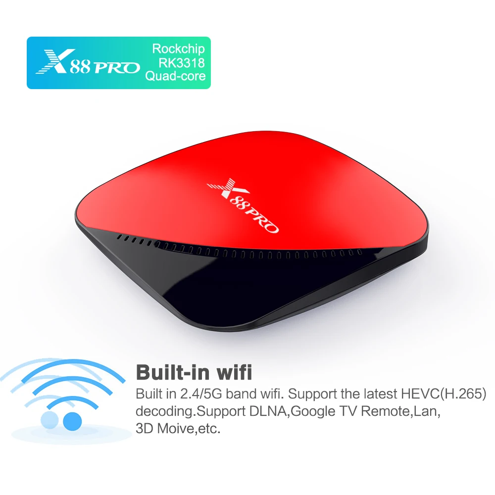 X88 Pro ТВ коробка Android 9 0 4 ГБ 64 с двумя камерами процессор Rockchip RK3318 Penta Core 5G Wi Fi HD Youtube 4K