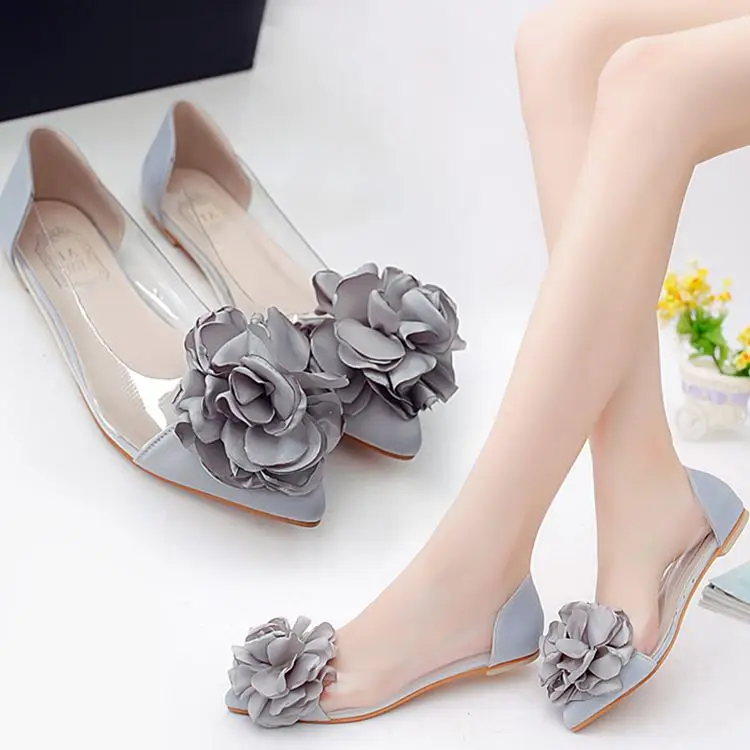 Балетки женские прозрачные с острым носком дизайнерские туфли на плоской