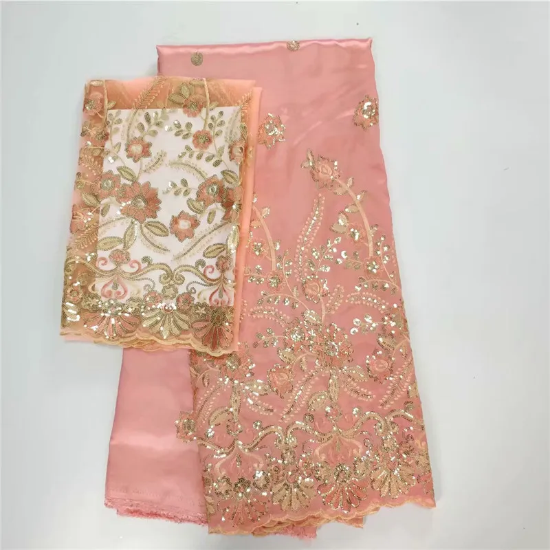 2018 fashion sequins for green party dress Wholesale price Indian lace fabric high quality African George 7yards wh65-919 | Дом и сад