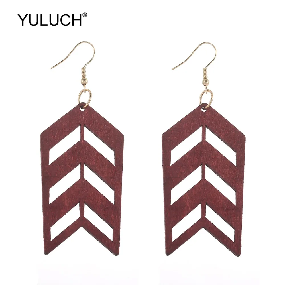 YULUCH 2019 модные деревянные полые черные висячие серьги с подвесками этнические