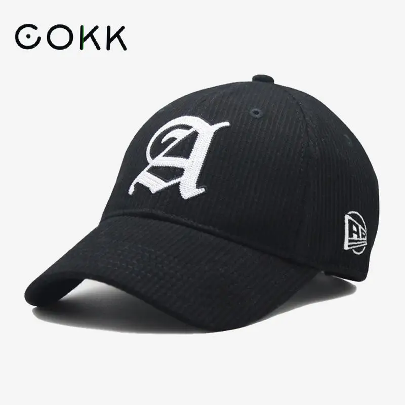COKK, осенне-зимняя бейсболка, женская, мужская, хлопковая, толстая, теплая, в полоску, с вышивкой, шапки для мужчин, папа, шапка, женская, Snapback, Gorras Bone