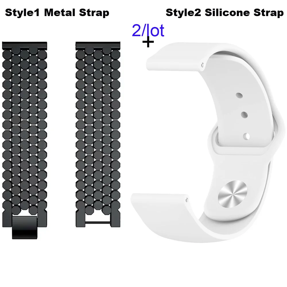 22 мм Браслет Для Xiaomi Amazfit Pace Stratos 2 ремешок для часов Amazfit GTR 47 мм браслет из нержавеющей стали для samsung gear S3 - Цвет: Black-White