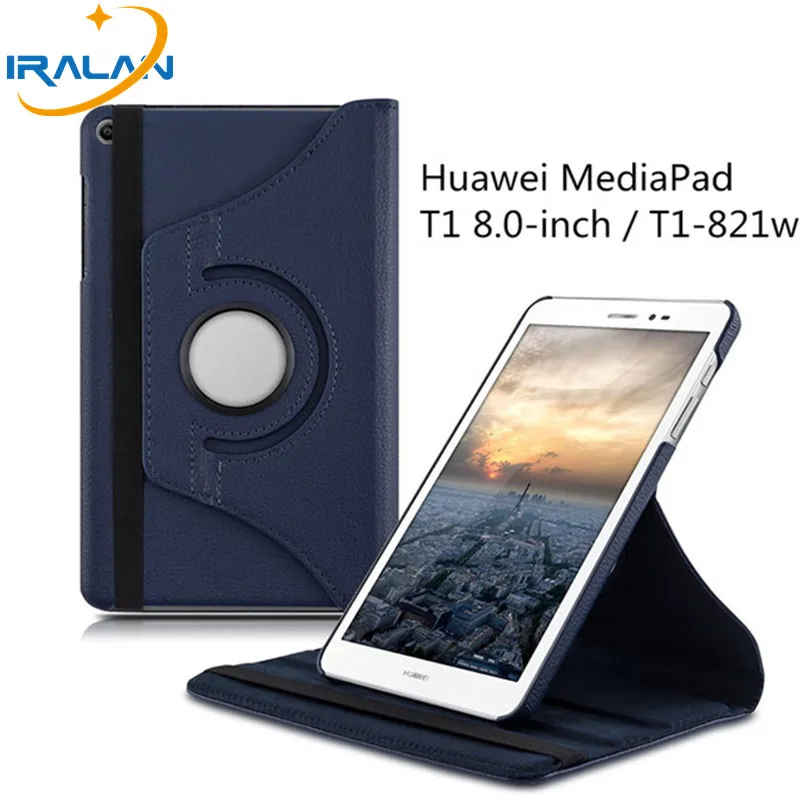 2018 вращающийся на 360 градусов флип чехол из искусственной кожи для Huawei MediaPad T1 8 0 821