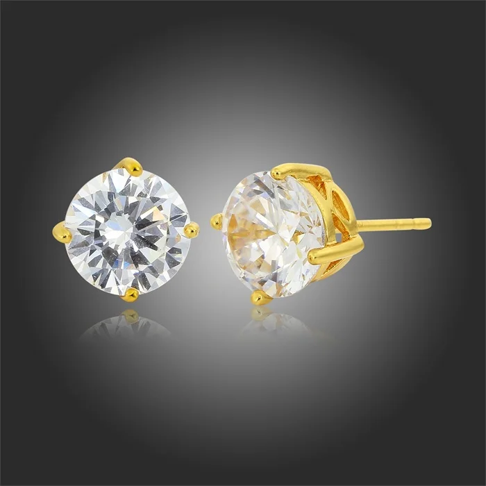 Золото Цвет Четыре коготь круглый Амур Cut Циркон Серьги-гвоздики для женщин детей