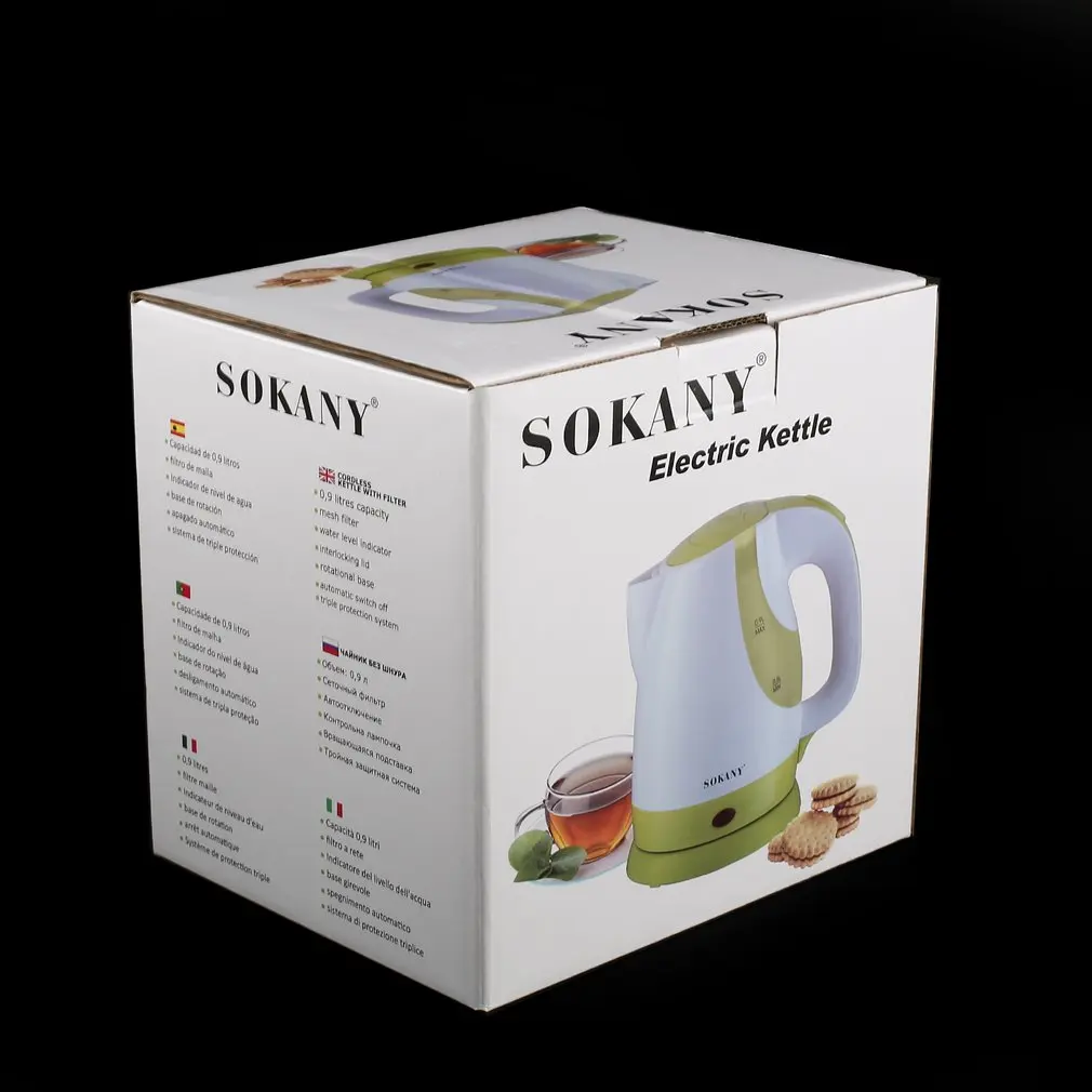 SOKANY 0.9L Портативный электрический чайник для воды с сетчатым фильтром и