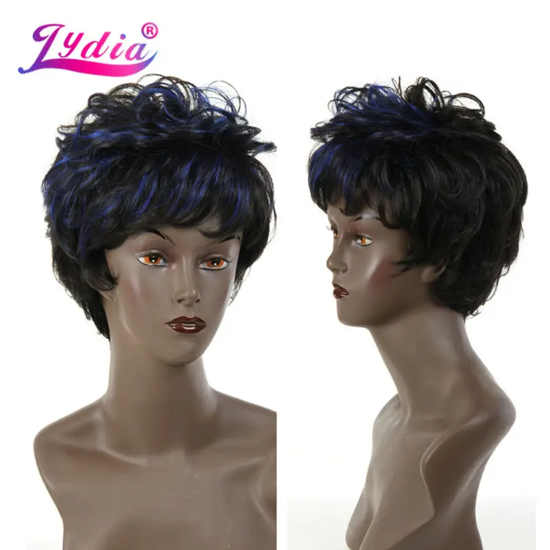 Lydia синтетические парики для чернокожих женщин разных цветов FT2/синий короткий