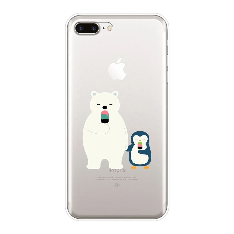 Мягкий силиконовый чехол для телефона Apple iPhone X XR XS MAX 8 7 6 S Мишка Пингвин Kawaii Милая
