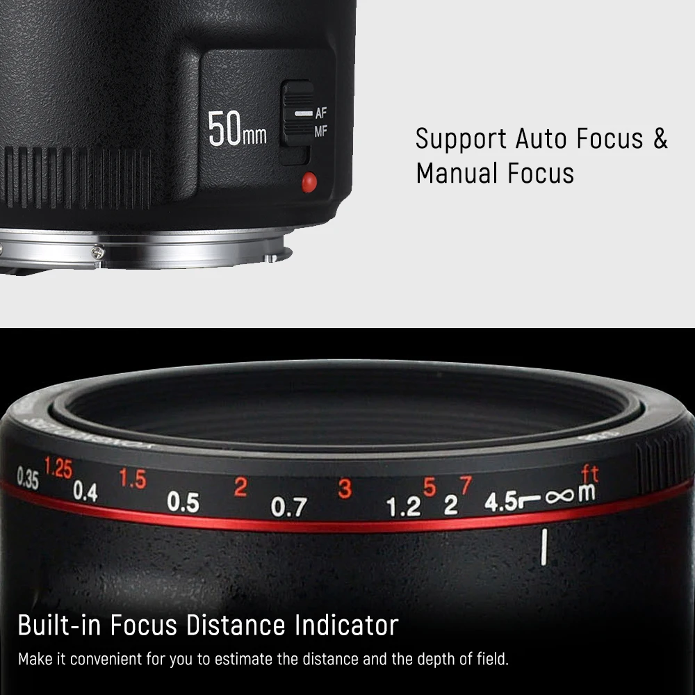 Объектив YONGNUO YN50mm YN50 F1.8 II EF 50 мм AF MF для Canon Rebel T6 EOS 700D 750D 800D 5D Mark IV 10D 1300D|Объективы
