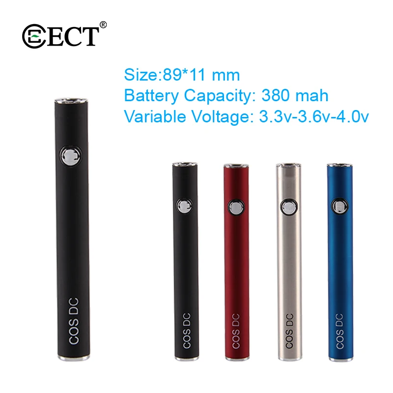 Аутентичные ECT Cos DC батарея 380 мАч разогрева Vape ручка 3 В 4 0 в для толстого масла |