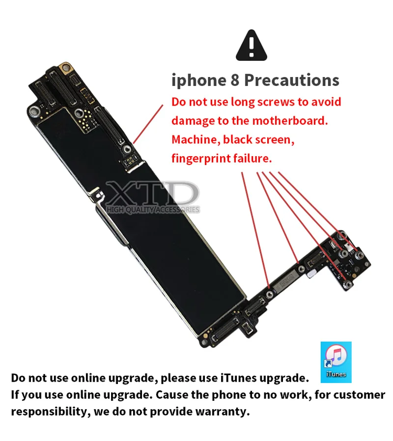 Для iPhone 8 материнская плата оригинальная разблокированная материнская плата для iPhone 8 материнская плата 64 Гб/256 ГБ без Touch ID