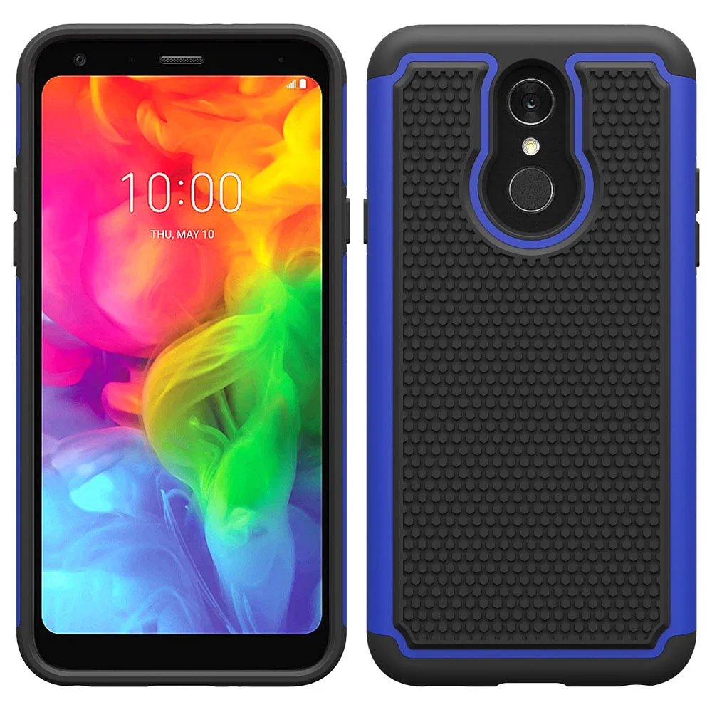 Двухслойный гибридный защитный чехол для LG Q7 сверхпрочный Мягкий ТПУ и жесткий