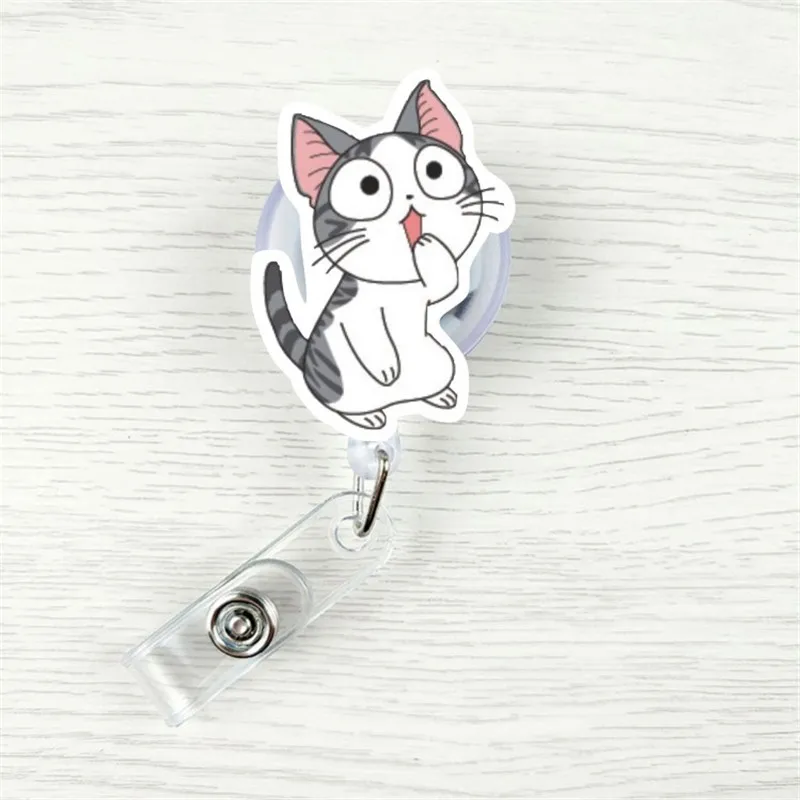 Мультфильм кошка медсестры выдвижной тяга держатель значка Lanyards ID Имя карты держатель значка клип студента значок медсестры держатель офиса