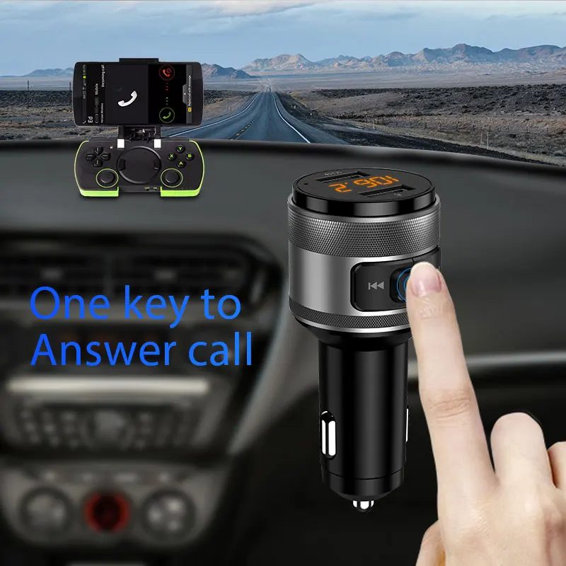 Автомобильный FM модулятор VANJEW C57 с двумя USB портами для зарядки Quick charge 3.0 Bluetooth MP3