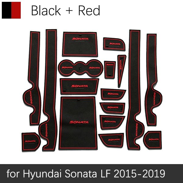 Противоскользящие резиновые ворота слот чашки коврик для hyundai Elantra HD MD AD Sonata YF LF 2007 2008 2010 аксессуары наклейки - Название цвета: Red Sonata 15-19