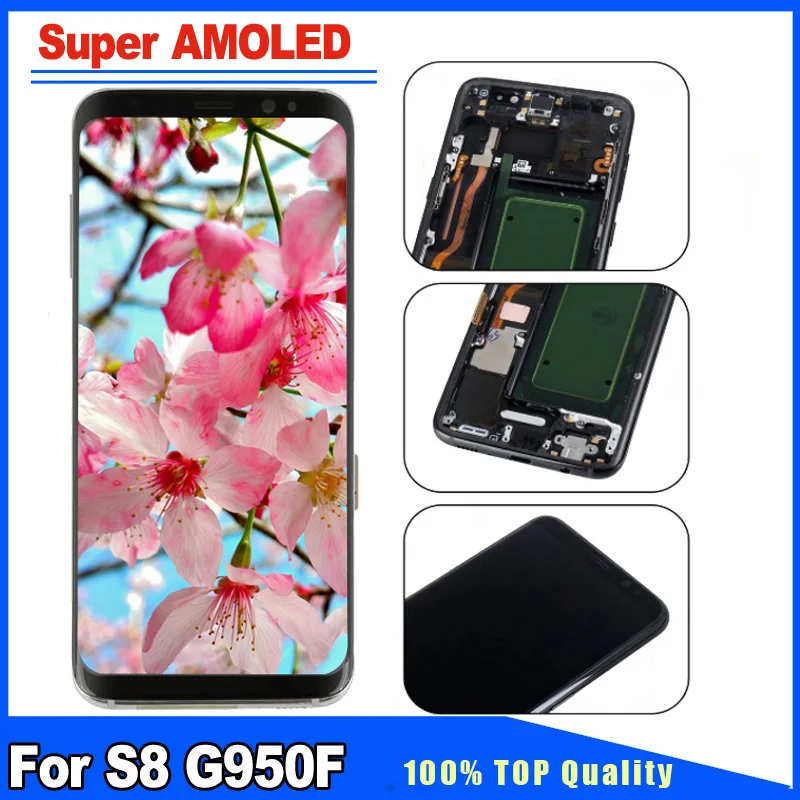 Супер AMOLED Качество для Samsung Galaxy S8 G950F G950 ЖК дисплей с рамкой полная сборка