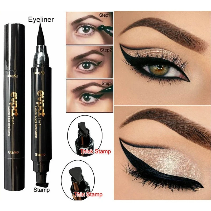 1 шт. двусторонняя печать Черная Подводка для глаз жидкий карандаш