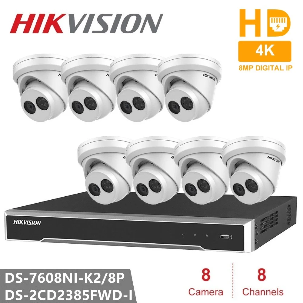 Hikvision DS 7608NI K2/8 P Встроенная Plug & Play 4K NVR + 8 шт. 2CD2385FWD I сетевая камера видеонаблюдения