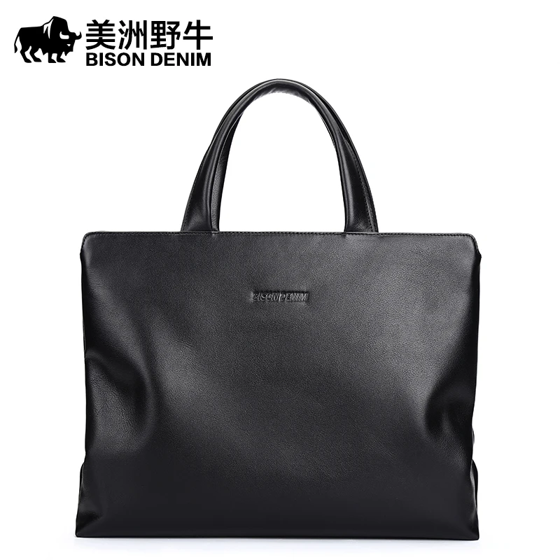 известных брендов BISON DENIM мужские сумки через плечо кожанный портфель мужской