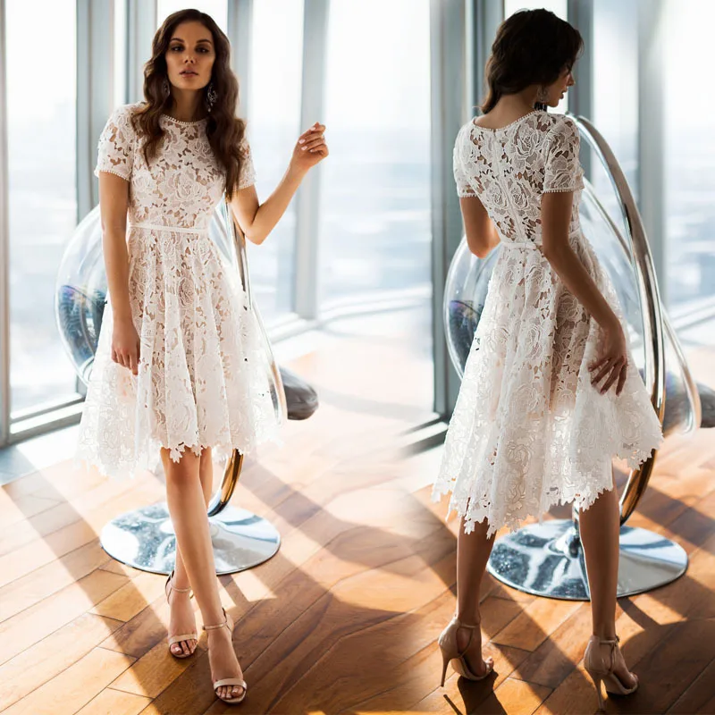 Белое Кружевное Прозрачное платье в стиле пэчворк vestidos kleider одежда sukienka модное