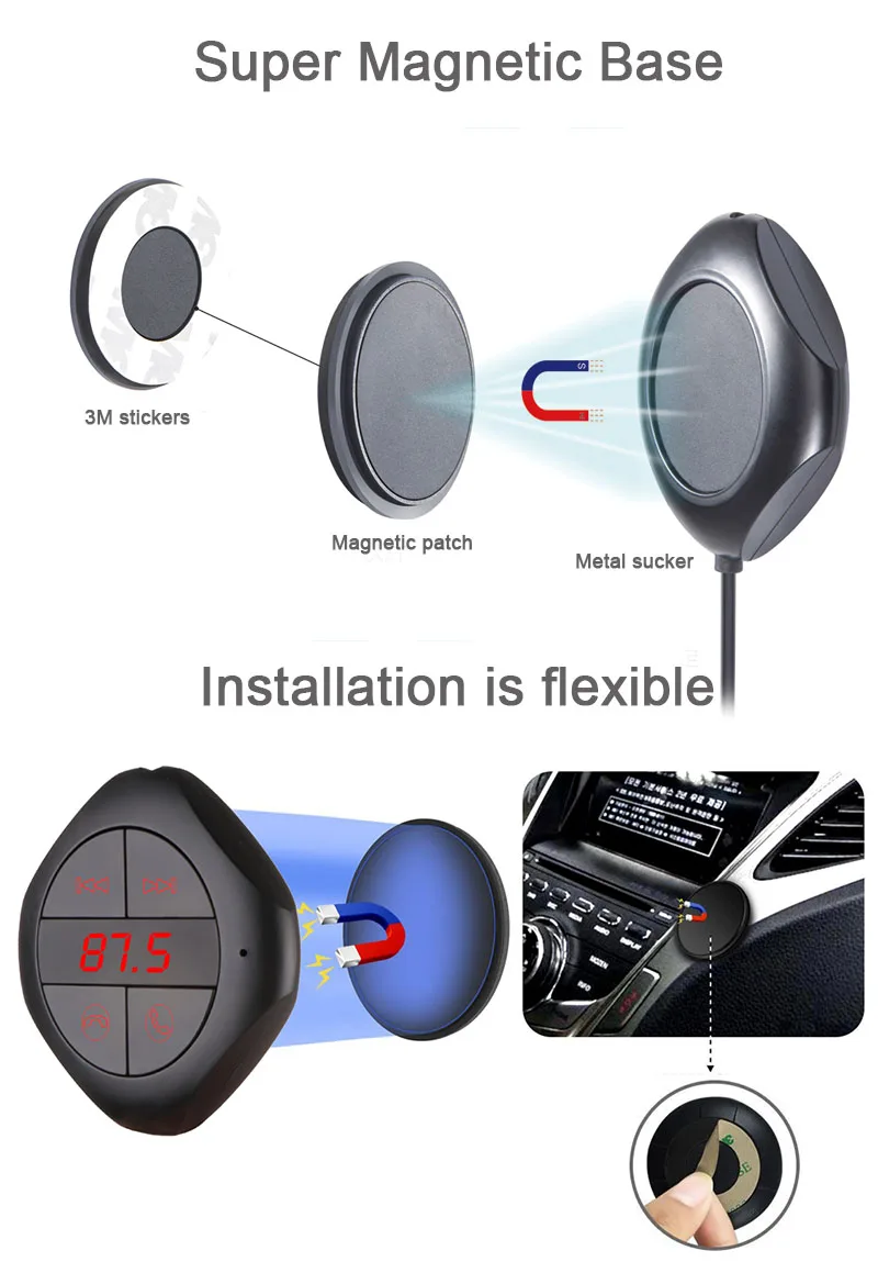ANLUD Bluetooth Handsfree автомобильный комплект беспроводной fm-модулятор магнитная наклейка двойной USB зарядка fm-передатчик Bluetooth Автомобильный mp3 плеер